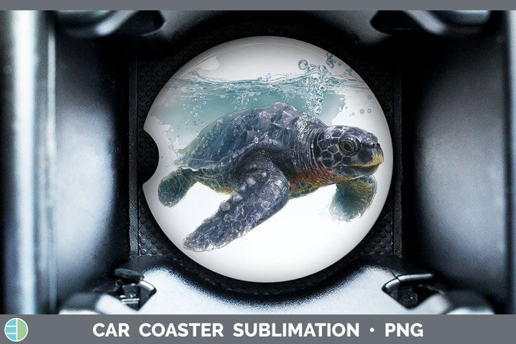Leatherback Sea Turtle Sketch Car Coaster Sublimation Design