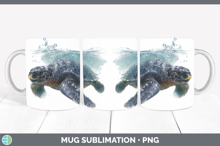 Leatherback Sea Turtle Sketch Mug Wrap Sublimation Design