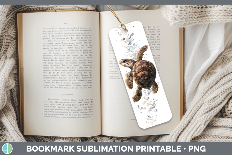 Loggerhead Sea Turtle Sketch Bookmark Sublimation Design