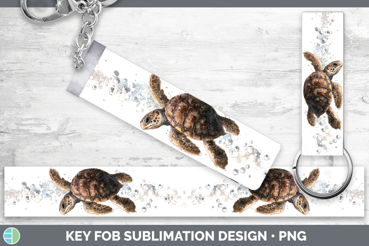 Loggerhead Sea Turtle Sketch Key Fob Sublimation Design