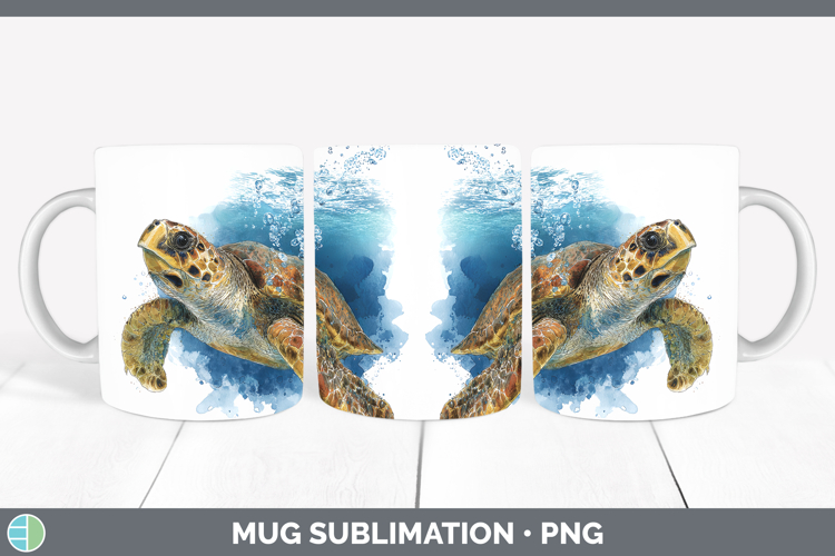 Loggerhead Sea Turtle Sketch Mug Wrap Sublimation Design