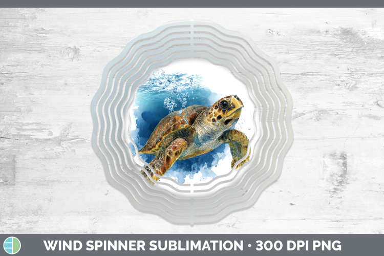 Loggerhead Sea Turtle Sketch Wind Spinner Sublimation Design