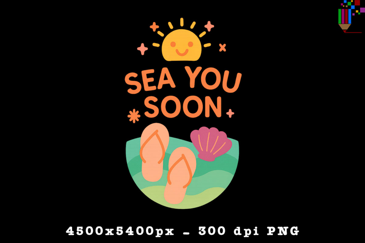 Sea You Soon Beach Vacation Design PNG File
