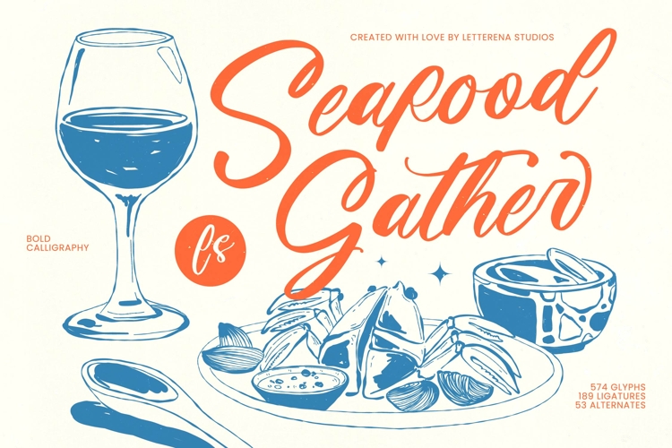 Seafood Gather - Bold Calligraphy