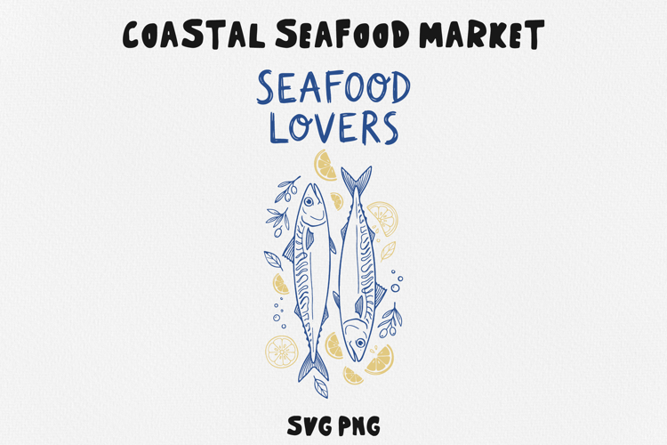 Seafood Lovers SVG PNG, Coastal Fish Clipart, Fish And Lemon