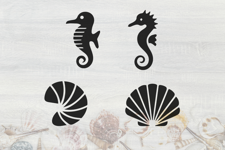 Seahorses and Shells SVG