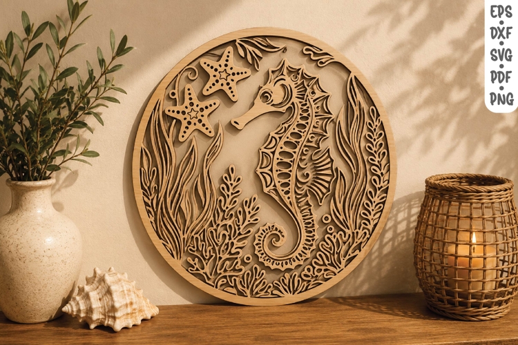 Seahorse Wooden Wall Art SVG