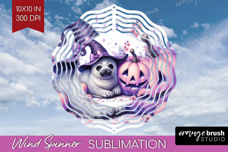 Seal Halloween Wind Spinner Sublimation PNG Coquette Round