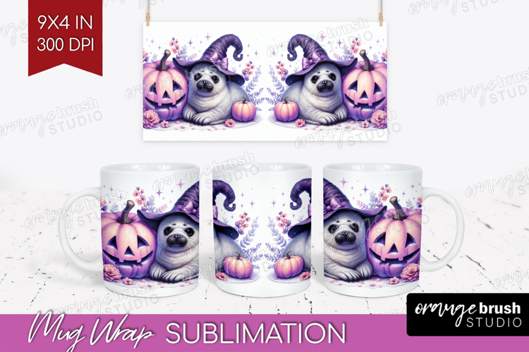 Seal Halloween Mug Wrap Coquette Mug PNG Sublimation