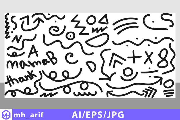 Hand drawn memphis design elements