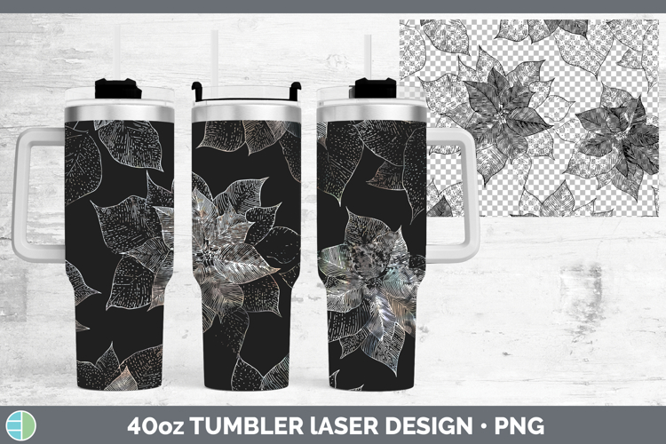 Poinsettia Seamless Christmas Laser 40oz Tumbler Sublimation