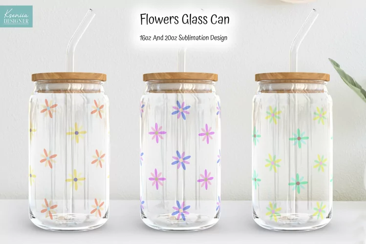 Seamless Colorful Floral Print For Glass Can Sublimation