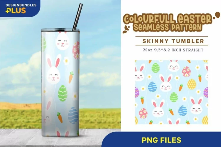 Colorful Easter Egg and Bunny Seamless 20 oz Tumbler Wrap