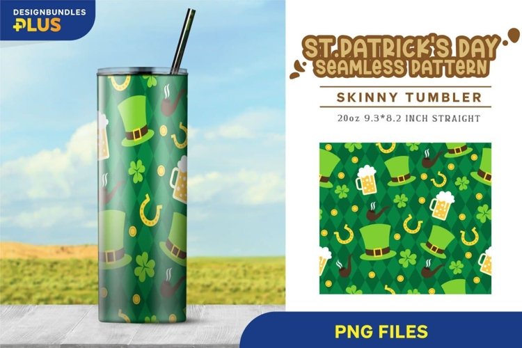Saint Patricks Day Green Seamless 20 oz Tumbler Wrap
