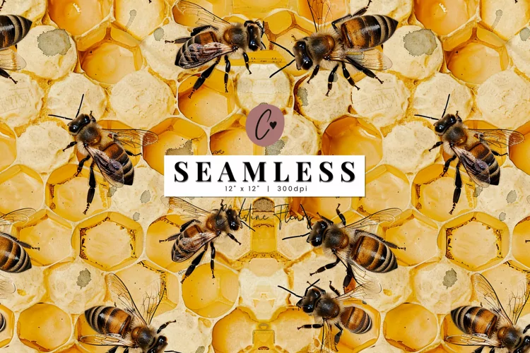 Seamless Cottagecore Honeycomb Bee Pattern