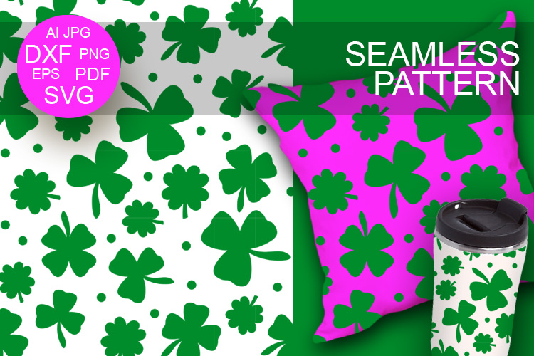 Seamless Background Lucky Shamrock clover backdrop Green art