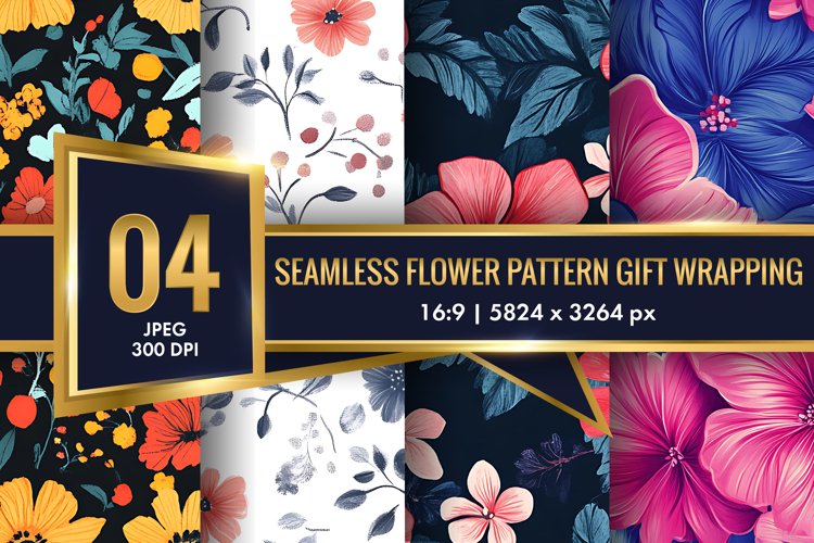 Seamless Flower Pattern Gift Wrapping Digital Paper | Floral example image 1