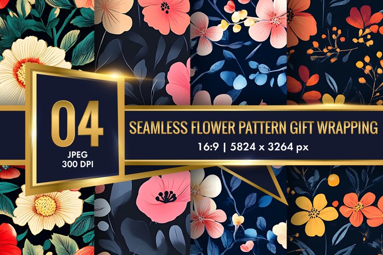 Seamless Flower Pattern Gift Wrapping Digital Paper | Floral
