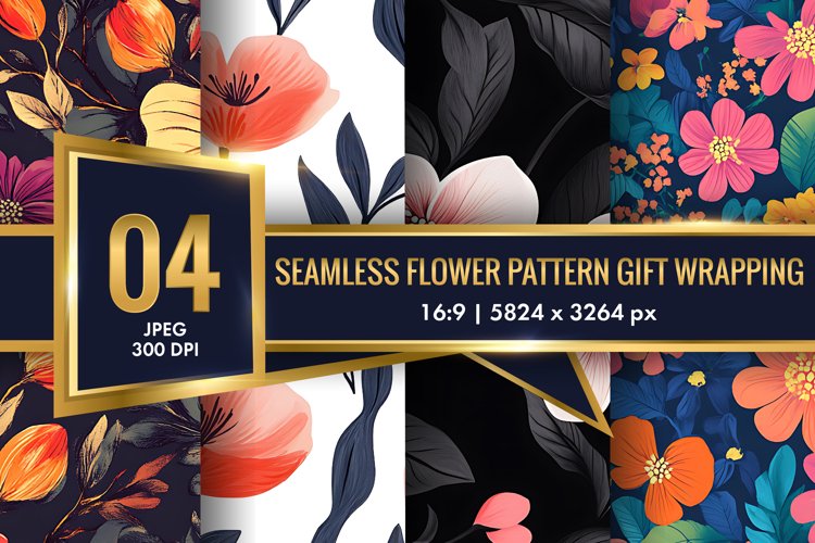 Seamless Flower Pattern Gift Wrapping Digital Paper | Floral example image 1