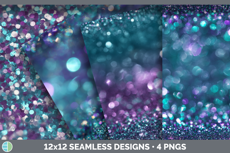 Teal Purple Seamless Glitter Bokeh Textured Background Paper
