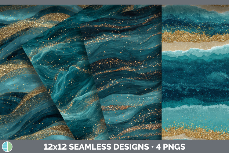 Teal Seamless Glitter Textured Background Papers Scrapbook D
