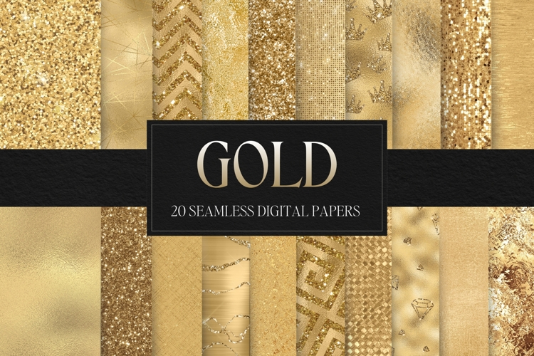 Gold Seamless Digital Paper Pack, Luxury Gold Backgrounds