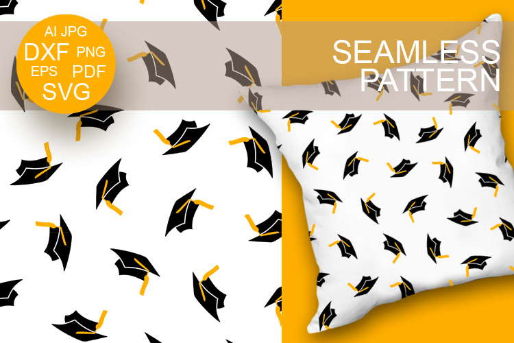 Seamless pattern Graduation cap backdrop Graduate Background