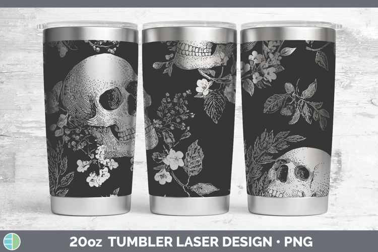 Floral Skulls Laser 20oz Tumbler Seamless Halloween Sublimat