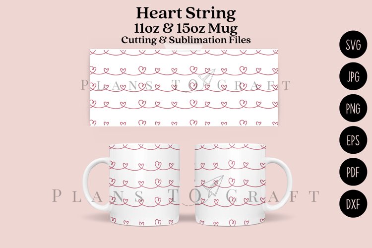 Heart Seamless 11 15oz Coffee Mug SVG Cut   Sublimation File
