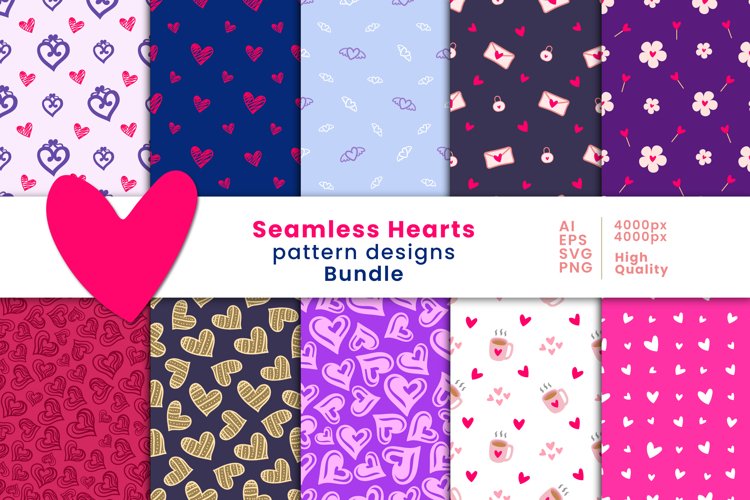 Seamless heart pattern and digital papers