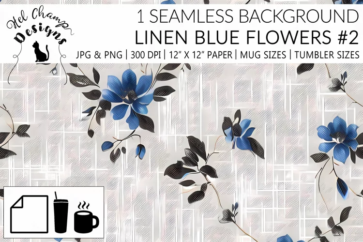 Linen Blue Flowers #2 | Patterns | Sublimation