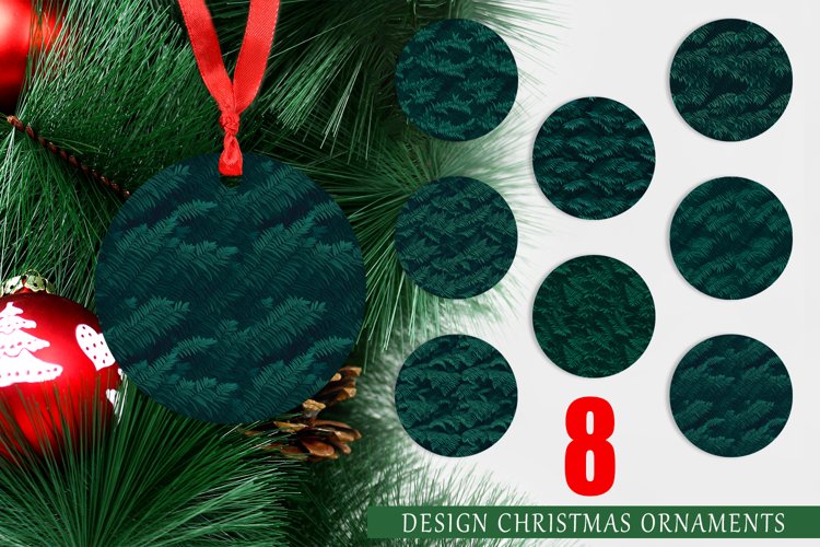 Pattern Green Leaves Christmas Ornaments