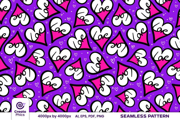 love hearts seamless pattern | purple romantic digital paper