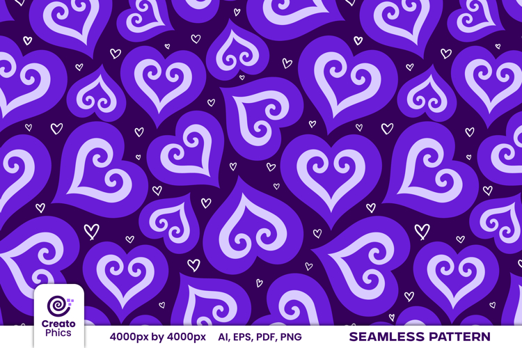 love hearts seamless pattern | purple romantic digital paper