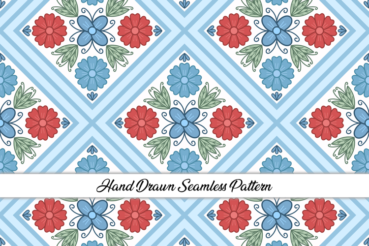 Folk Art Flower Seamless Pattern | Flower Digital Paper
