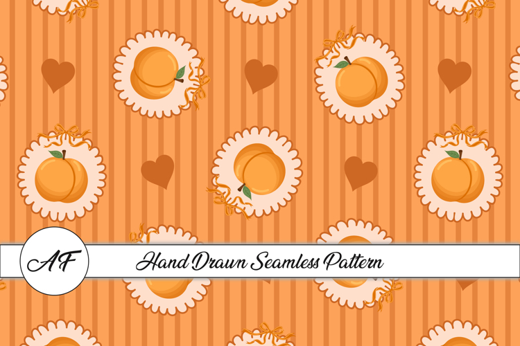 Peach & Heart Seamless Pattern | Fruit Digital Paper