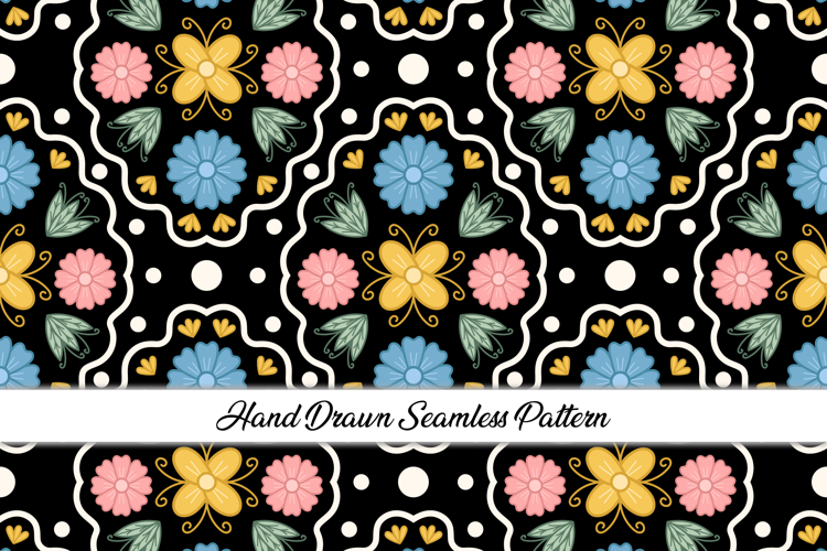 Folk Art Flower Seamless Pattern | Flower Digital Paper