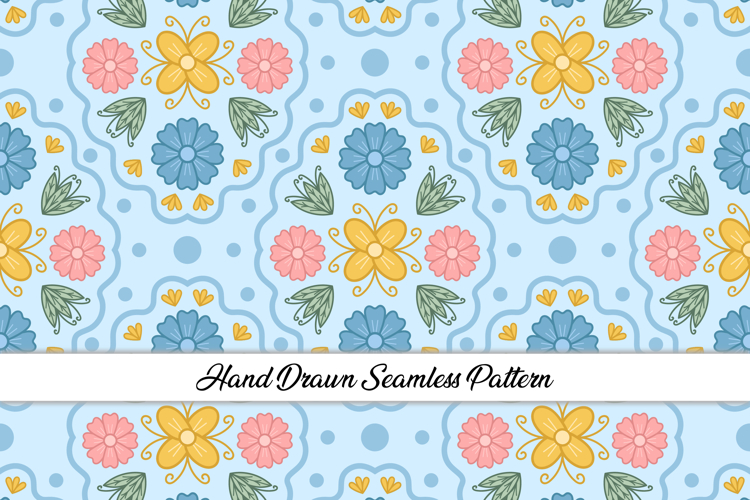 Folk Art Flower Seamless Pattern | Flower Digital Paper