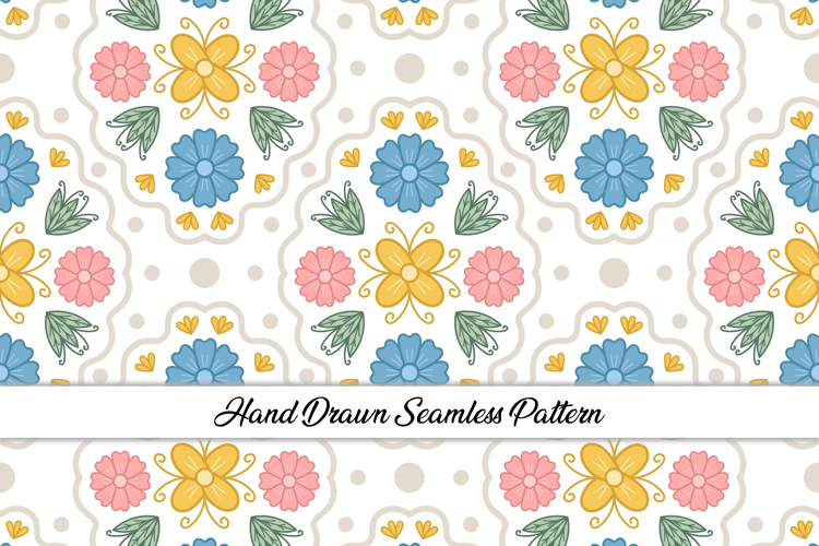 Folk Art Flower Seamless Pattern | Flower Digital Paper