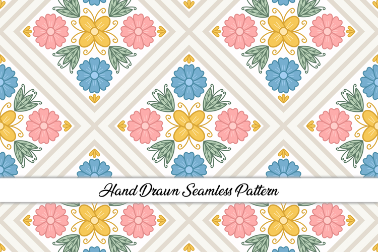 Folk Art Flower Seamless Pattern | Flower Digital Paper