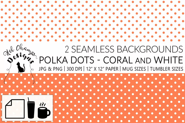Polka Dots Coral and White | Patterns | Sublimation