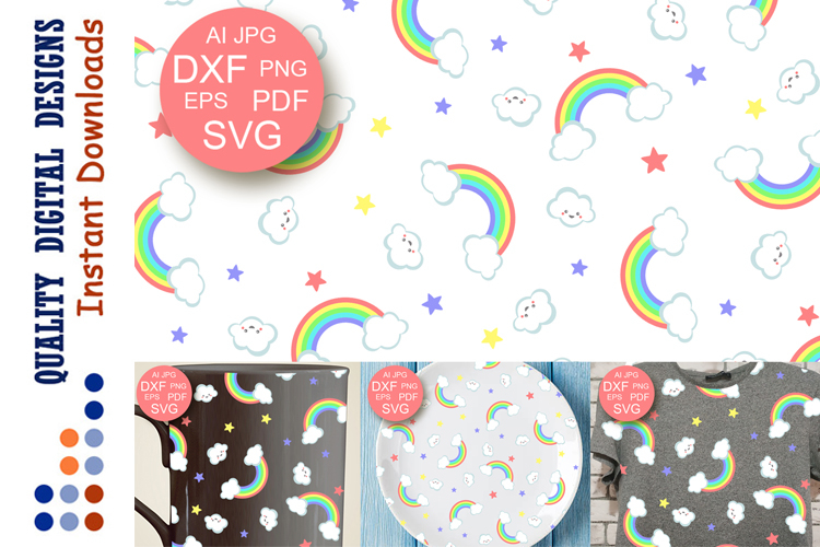 Background Rainbow backdrop SVG Seamless pattern Baby shower