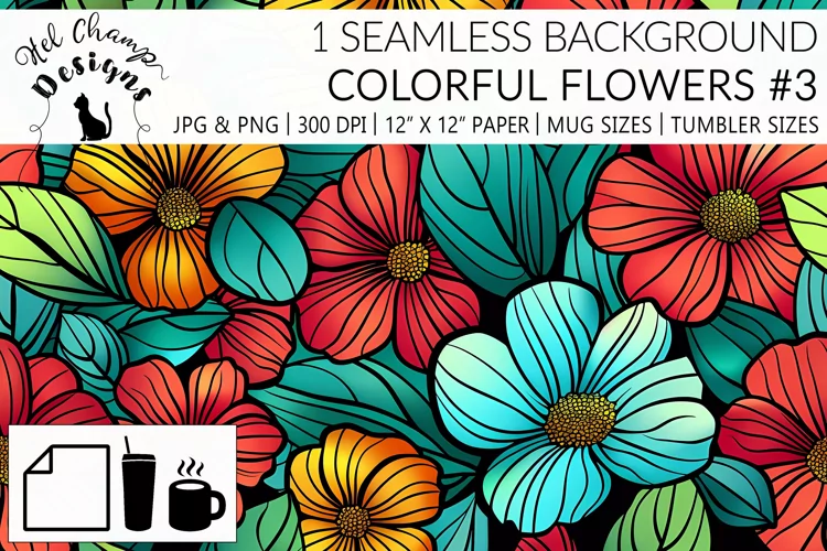 Colorful Spring Flowers #3 | Patterns | Sublimation