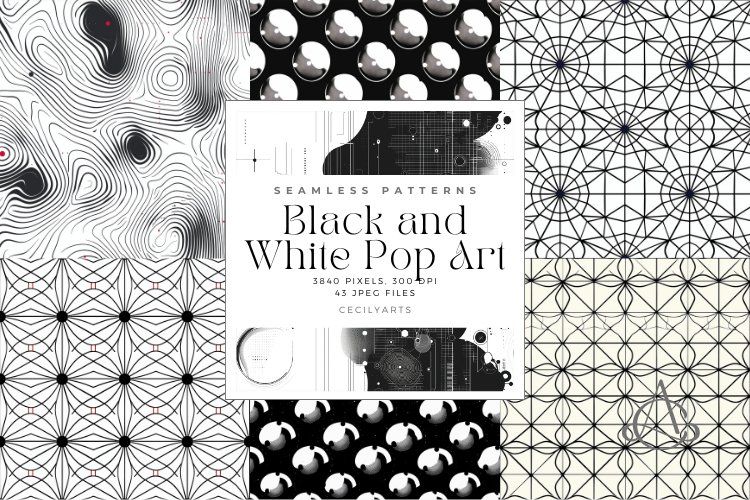 Black and White Pop Art Seamless Patterns Bundle