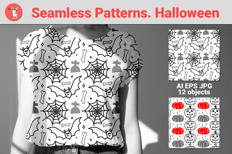 Seamless Patterns. Halloween