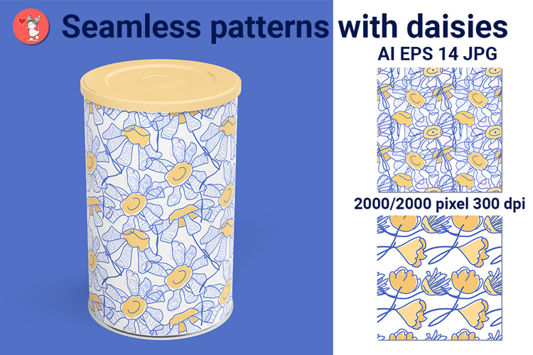 Seamless patterns with daisies