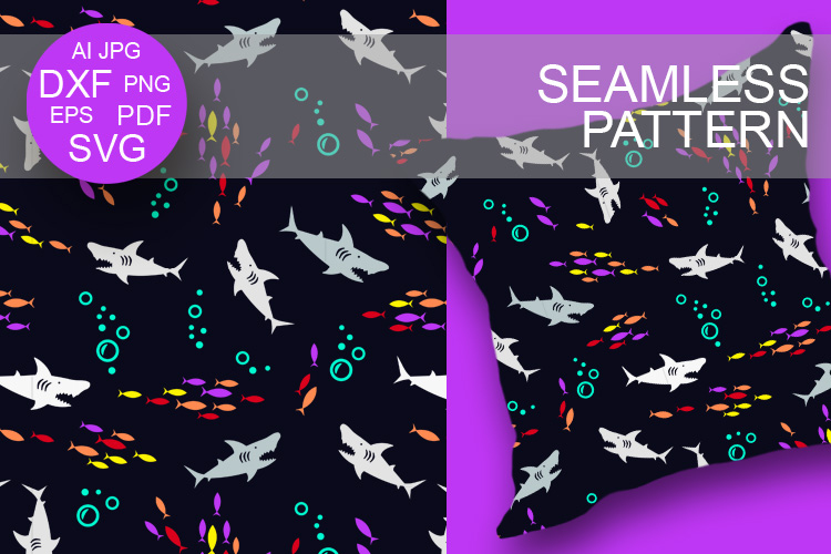 Seamless pattern shark jaws fish backdrop Color Background