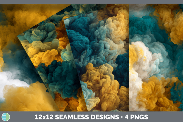 Yellow and Teal Seamless Smoke Clouds Textured Background Pa