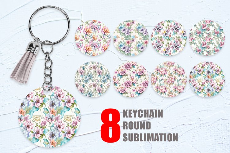 Keychain watercolor flowers | Keyring
