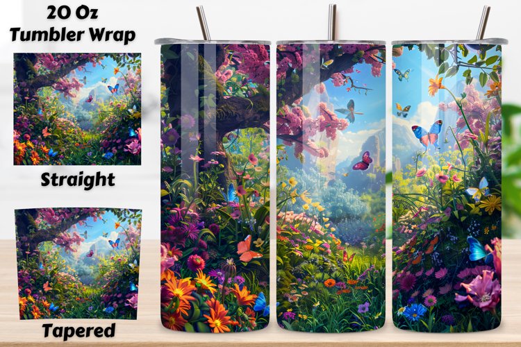 Seamless Tumbler Wrap, Spring Vibes, 3D Spring Flower Wrap